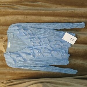 Chaus Blue Ruffled Blouse by Kaelyn Max II, size 1X